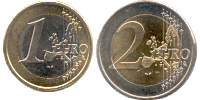 Zwei Nickel-EUROs